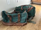 2 matching Ralph Lauren Polo Green Canvas Leather Duffle Bags