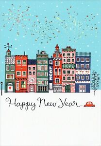 Cute HAPPY NEW YEAR Card, City Celebration Love Hope by American Greetings + ✉