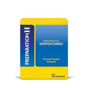 Preparation H Hemorrhoid Suppositories For Itching And Discomfort Relief 12 Ct