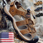 Men's Leather Sandals Closed Toe Beach Nonslip Summer Outdoor Sport Hiking Shoes
