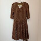 Effie’s Heart Retro Telephone Print 3/4 Sleeves Fit And Flare Dress Size M