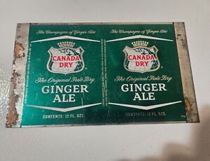 Very RARE CANADA DRY Ginger Ale soda cone-top can  UNROLLED  UNUSED  SIGN FLAT