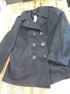 Vintage DSCP By Sterling Wear US Navy Black Peacoat Size 16S Women’s Wool