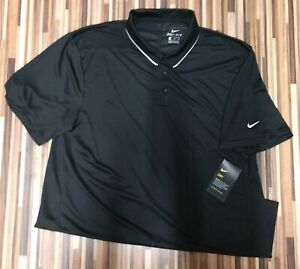 Nike Men's Size 2XL Dri-FIT Edge Tipped Polo Black/White AA1849-010 NEWw/tag