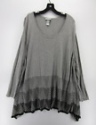 Catherines Sweater Women 5X Plus Gray Pullover Tunic Rayon Aztec Breathable