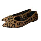 Leopard Animal Print Ballet Flats Recycled Material Pointed Toe Slip Ons Women 8
