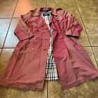 Burberry Trench Coat Women's Double-Breasted VTG SZ 12R Nova Check FADED Red