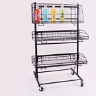 Adjustable Retail Display Rack 3 Tier Stand Metal Wire Snack Candy Fruit 24inch