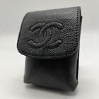 Beautiful Chanel caviar skin cigarette case pouch in caviar skin black