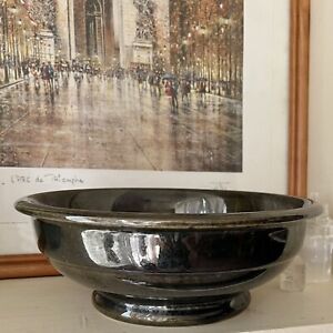 New ListingCeramic Pottery Serving Decorative Bowl 1335 Black Pewter Glazer Hand Made