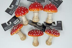 6 Gnome Dome Red Fly Agaric Mushroom Christmas Realistic 1970s Retro Kitschy NEW