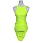 Good American Ruched Mini Tank Dress Electric Lime Mini Women’s Size 1 US Small