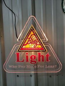 Vintage Blatz Light Beer Lighted Triangle Sign Nice used Condition dated 1983