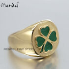 MENDEL Mens Womes Gold Plated Irish 4 Four Leaf Clover Shamrock Ring Size 6-12