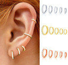 5/6/7/8/9mm 2Pcs Silver Gold Plated CZ Huggie Hoop Small Earrings Men Women TH2