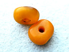 ANTIQUE 2 PCS APRICOT/BUTTERSCOTCH  COLOR   REAL NATURAL AMBER TRADE BEADS