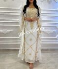 Sale! White Moroccan Dubai Kaftan Farasha Abaya wedding fancy Long gown Dress 69