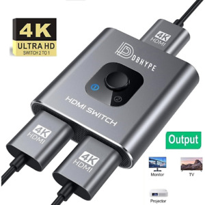 Bi-Directional 4K HDMI 2.0 Cable Switcher Splitter HUB 2 in 1 out and 1 in 2 out