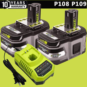12.0Ah For RYOBI P108 18V Plus High Capacity Battery 18Volt Lithium-Ion/Charger