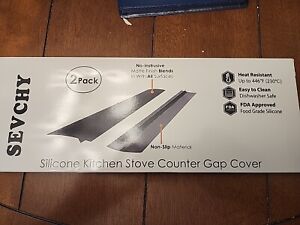 2 Pack Stove Top Covers Kitchen Silicone Stove Counter Gap Cover Stovetop Black