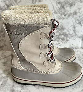 LL Bean Women's Size 8 Gray Suede Rubber Snow Boots Winter