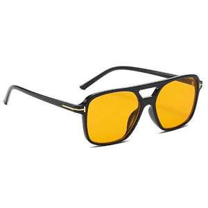 Large Oversized Men Women Trendy Yellow Lens Aviator Retro 70's Sunglasses