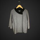 JM Collection XL X-Large 100% Wool Cardigan Sweater Gray Black Women's Plus