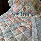 VTG  JCP Floral Quilted Lace Ruffle Comforter Bedspread & Sham Twin 80s ##read