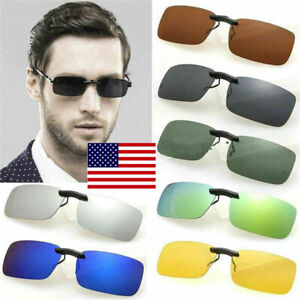 Polarized Clip On Flip Up Sunglasses Shades Eyewear Sun Glasses Driving Lens -US