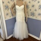 DAVID'S BRIDAL COLLECTION ivory tulle trumpet w/illusion back wedding dress