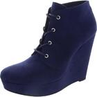 GBG Los Angeles Womens Aheela Blue Wedge Boots Shoes 5.5 Medium (B,M)  2375