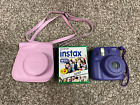 Fujifilm Instax Mini 8 Instant Film Camera Purple w/Pink Case & Instax Wide Film
