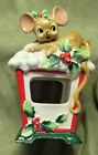 Vintage Christmas JOSEF ORIGINALS  Mouse on Lantern CANDLE Holder JAPAN ~ RARE