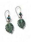 Vintage Boho Style Dangle Drop Leaf Earrings With Turquoise Stone For Women
