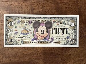 RARE Disney Dollars $50 “A” Series 50th ANNIVERSARY 2005 UNCIRCULATED A00007531