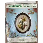 Crewel Needle Craft Yarn kit Floral Vintage Framed Brown Bouquet