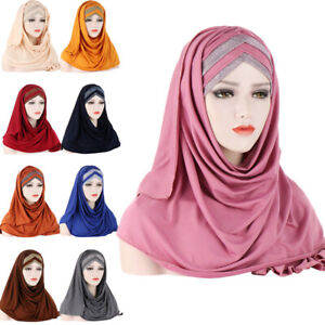 Women Hijab Amira Scarf Shawl Ramadan Instant Turban Wrap Muslim Headscarf Stole