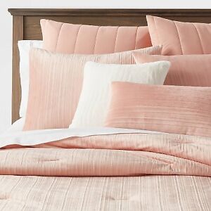 8pc Queen Luxe Velvet Comforter Set Salmon Pink - Threshold