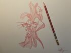 Disney Amblin Roger And Jessica Rabbit Character Drawing/sketch signed/drawn Art