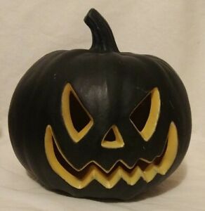 Black Jack-O-Lantern Blow Mold Light Up Carved Pumpkin Design Decor 9