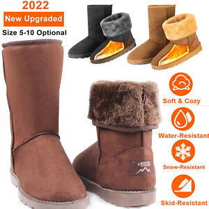 5-10 US Size Winter Boots Women's Faux Fur Suede Mid Calf Warm Snow Fashion Boot