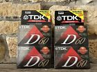 NEW LOT OF 4 TDK D60 High Output IECI/TYPE I Blank Audio Cassette Tapes Sealed