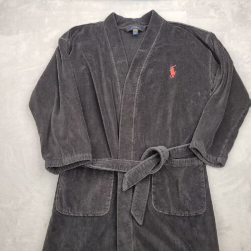 Polo Ralph Lauren Robe Mens Medium Black Pony Belt Bath Night Sleep Towel Adult