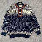 Dale of Norway UNISEX Setesdal New Wool Fair Isle Embroidered Clasp Sweater size