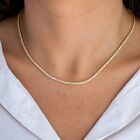 CZ Tennis Choker Necklace 925K Silver - Round CZ Prong Setting Tennis Necklace