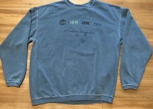 IBM Sweatshirt Adult XL, Authentic Pigment Blue ringspun cotton, Vtg, READ