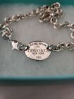 Please Return To Tiffany & Co Silver Oval Tag Chain Link Choker Necklace Boxed