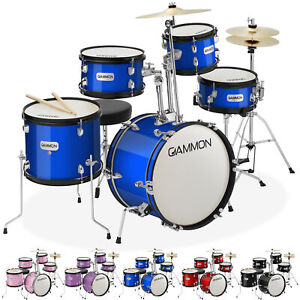 5-Piece Junior Drum Set, Beginner Percussion Kit with Stool and Stands