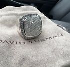 David Yurman Sterling Silver 20mm Albion pave Diamond Ring Size 7