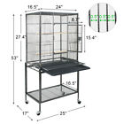 53 Inch Flight Bird Cage Large Wrought Iron Parrot Cage with Rolling Stand Black